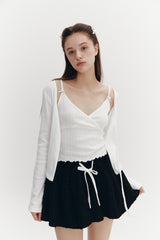 Ribbon Punching Cardigan Ivory