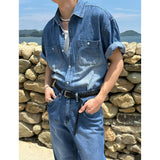 [S/S] ブラッシュウォッシングデニムハーフシャツ (3color)