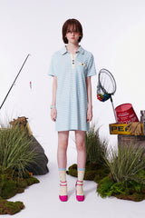 STRIPE TERRY DRESS  [SKY]