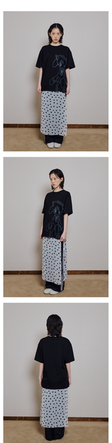 キャットガールTシャツ - ブラック