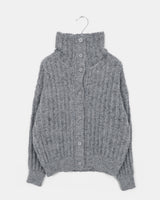 Luon Wool High-Neck Loose Cardigan