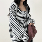 Itta Overfit Stripe Dangara Hooded Zip-Up