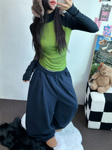 ラグランスリーブポロネックTニット💚💙🩷🩶4カラー