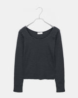 イボンヌストライプスリムフィット長袖Tシャツ