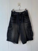 Vintage Washed Cargo Bermuda Denim Pants