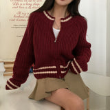 [BELLIDE MADE] Round colour matching knit zip-up
