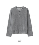 デンスベルベット ヘンリーネック 長袖Tシャツ