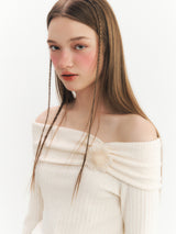 ミンキーオフショルダーTシャツ (Ivory)