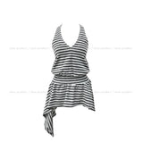 Witty Stripe Flare Halter Sleeveless