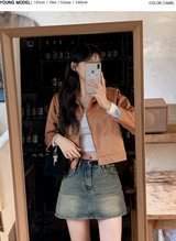 #Suede Collar Crop Jacket (3color)