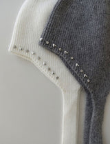 BEADS ANGORA BEANIE (WHITE, GRAY 2COLORS!)