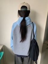 Chiffonne Brushed Hood Half Zip-Up Fleece Sweatshirt