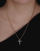 Cross Rope Chain Necklace Gold-S