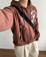 スコープクロップドフリースフーディジップアップ
