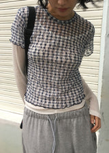 LACE CHECK TEE