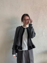 [BAONHAUS] Lorenine Frill Stripe Cardigan