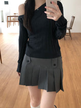 Ribbon One Shoulder Knitwear (4 colors)
