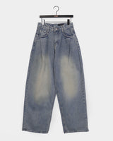 [Long/Short length] Eton One Pintuck Washed Wide Denim Pants