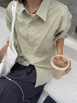 [prts made] Relaxed-Fit Washed Shirts (pale olive)