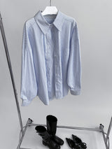 Blue Stripe Loose Fit Long Sleeve Shirt