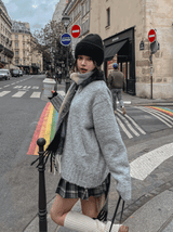 Izuna Two-Way Boucle Knit Zip Up