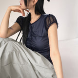 ロメ シースルーメッシュリバーシブルパフ半袖Tシャツ