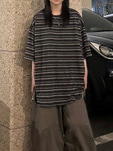 raw-cut vintage striped t-shirt