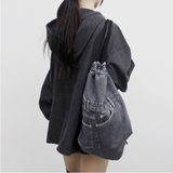 LINE denim string backpack