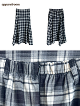 Black Checkered Unbalanced Long Skirt