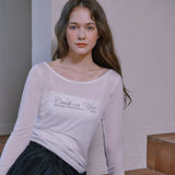 See-through Boat Neck T-shirt - WHITE