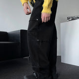 TR2508 non-span incision wide black jeans (S ~ L)