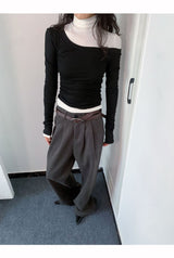 Soft Layered Turtleneck Long Sleeve T-shirt