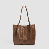 Woven Texture Large Tote Bag & Pouch Set
