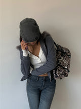RABBIT FUR ZIP-UP