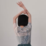 marble sheer switching tops