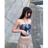 DENIM CORSET TUBE TOP_DEEP BLUE