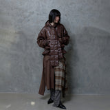 HIGH-GLOSS SCARF QUILTED JACKET