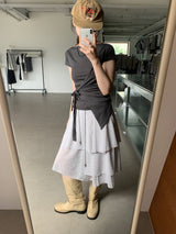 Chimi Unbal Flare Skirt (2color)