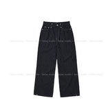 Pin stripe rivet wide denim