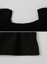 Square Puff Ribbon Short Sleeve Blouse (2color)