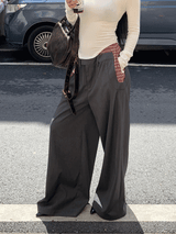Check Detail Wide Slacks Pants