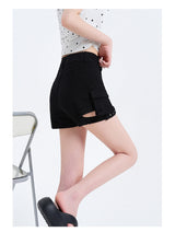 High-Street Cyber-Core Slim-Fit Biker Denim Shorts