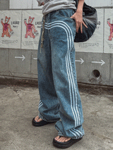 トラックラウンドワイドデニムパンツ