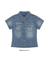 DENIM STUD HALF SHIRT