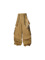 RELABEL Spatial Relations (Quartet) Eight-pocket Overlapping Detachable Distressed マルチカラーダブルジョイントワークウェアリボンパンツ