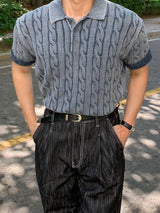 Landon pigment cable short-sleeve knit