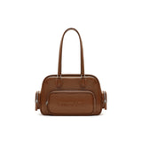muva. Oil‑Wax Leather Retro Bowling Bag, Autumn Large‑Capacity Multi‑Pocket Genuine‑Leather Shoulder Bag for Women, New Arrival Sep 3