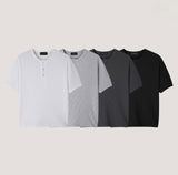 Mineral Grey Button-Neck Tee