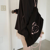 Deli rabbit string bag (black_pink)