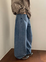 ヒルカカットデニムワイドパンツ